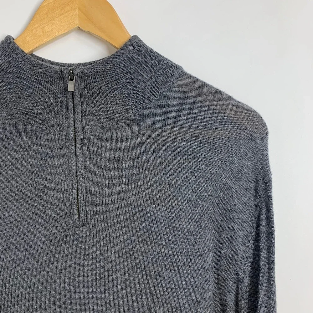 Nordstrom Mens Dark Gray Mock Neck Quarter Zip Long Sleeve Sweater‎